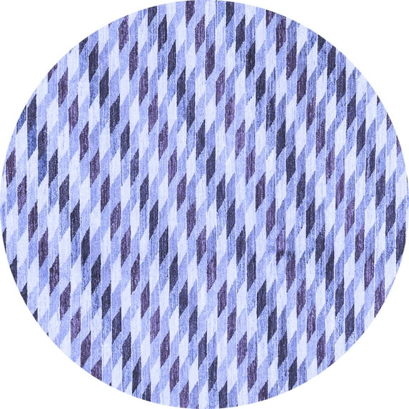 Ahgly Company Machine Washable Indoor Round Solid Blue Modern Area Rugs, 7' Round