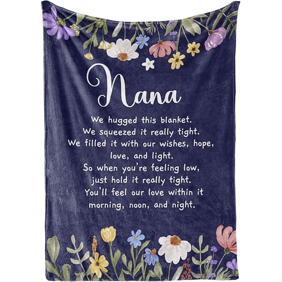 InnoBeta Nana Gifts, Grandma Gifts for Nana, Flannel Throw Blankets on Mother's Day, Christmas, Birthday, 50" x 60", Flowers