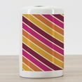 thumbnail image 3 of Geometric Ceramic Toothbrush Holder, Angled Diagonal Stripes with Retro Design Colorful Sixties Style Composition, Decorative Versatile Countertop for Bathroom, 4.5" X 2.7", Multicolor, 3 of 4