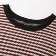 thumbnail image 7 of 2025 New Striped Print Waffle Sweatshirts for Women Loose Fit Crewneck Drop Shoulder Long Sleeve Pullover Tops Trendy Soft Comfy Split Hem Stylish Outfit for Daily Wear Red XL, 7 of 7