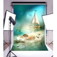 thumbnail image 2 of EREHome Polyester Fabric Fantasy Sea Backdrop 5x7ft Sailboat Turtle Lamps Starfish Sandbeach Fairy Tale Photography Background Video Studio Props Children Baby Kids Portraits, 2 of 3