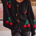 thumbnail image 5 of Kaondbfi Women's Cardigan, Cozy Knitwear for Fall and Winter Tied Cherry Round Neck Long Sleeve Cardigan Winter Clothing for Women, 5 of 9