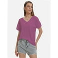 thumbnail image 3 of Women's Short Sleeve V-Neck Shirts Loose Casual Tee T-Shirt, 3 of 6