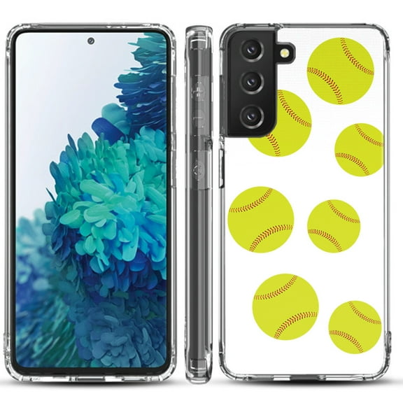 Shockproof Hybrid Bumper Phone Case for Samsung galaxy S21  5G / S21 Plus 5G, by OneToughShield ® - Softball Seven