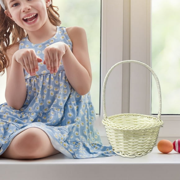 Specialoffer! Mini Easter Baskets For Crafts Decor Mini Rattan Picnic Basket Kids Easter Baskets Empty Plastic Easter Basket For Easter Egg Hunt