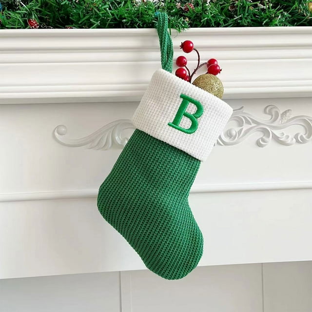 Christmas Stockings Small Embroidered Letter Knitted Xmas Hanging ...