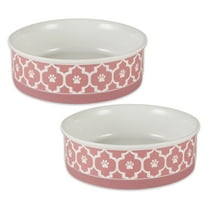 Bone Dry Lattice Pet Bowl, Dishwasher Safe, Large, 7.5x2.4", Rose, 2 Count