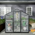thumbnail image 5 of TRAMULL 6x8 ft Polycarbonate Greenhouse for Outdoors, Upgraded Heavy Duty Aluminum Frame Walk-in Green House Garden Adjustment Roof Vent,Hinged Door,Rain Gutter, 5 of 8