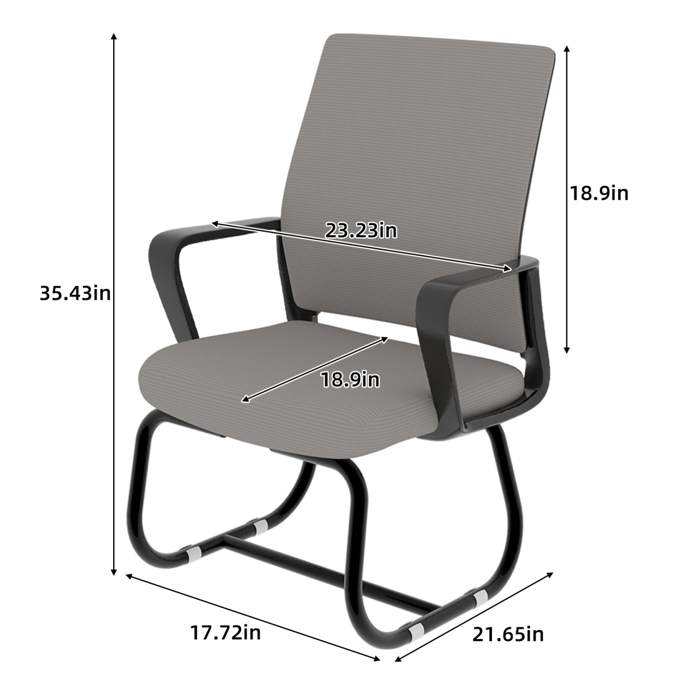 Modern Office Chair No Wheels, Ergonomic Study Chair with Handrail and Steel Legs, Comfy Home Office Desk Chairs with Ultra Thick Cushion, Black+ Gray