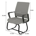 thumbnail image 2 of Modern Office Chair No Wheels, Ergonomic Study Chair with Handrail and Steel Legs, Comfy Home Office Desk Chairs with Ultra Thick Cushion, Black+ Gray, 2 of 9