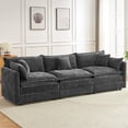 thumbnail image 1 of Modular Sectional Sofa, 112.2 Inch Rectangle Shaped Couch Set with Armrests, 3-Seater Comfy Cloud Couches for Living Room Apartment, Grey, 1 of 14