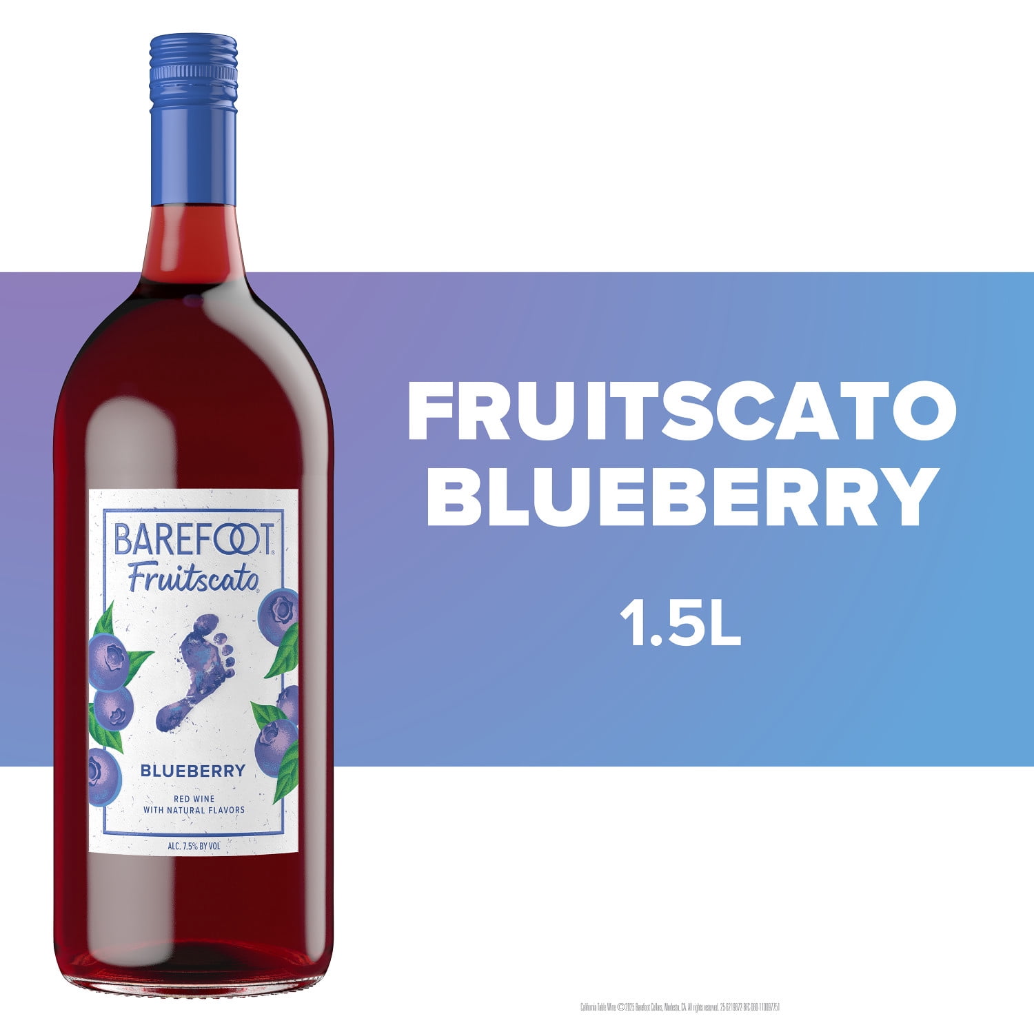 Barefoot Fruitscato Blueberry Moscato Red Wine, 1.5L Bottle, 7.5% ABV