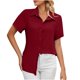 thumbnail image 2 of Fiudx Camisetas para Mujer Blusa de Manga Corta con Botones y Cuello Redondo para Mujer, Blusa Holgada de Color Sólido, 2 of 7