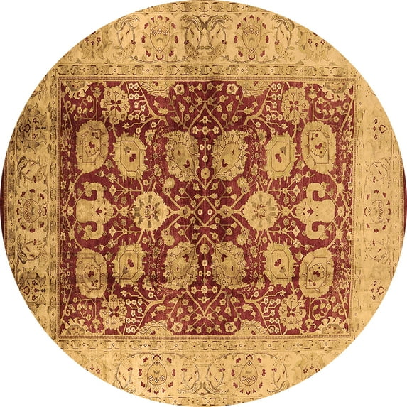 Ahgly Company Indoor Round Oriental Brown Industrial Area Rugs, 6' Round