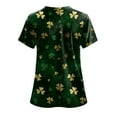 thumbnail image 5 of felwors St Patricks Day Shirt Women Shamrocks Printed V Neck Short Sleeve Nursing Uniform Scrubs Shirts with Pockets (Gold, XL), 5 of 6
