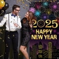 thumbnail image 2 of Banner de cubierta de puerta de feliz año nuevo 2025 Decoraciones de puerta de Nochevieja Gran pancarta colgante de fuegos artificiales coloridos de Año Nuevo, 2 of 5
