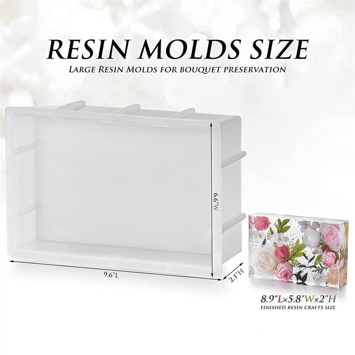4X Large Resin Molds, Rectangle Silicone Molds for Resin Casting, Epoxy Resin Molds for Flower Preservation