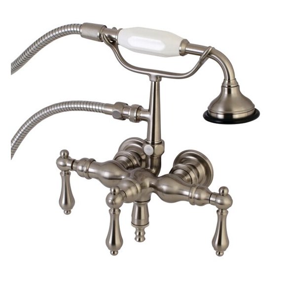 Kingston Brass Wall-Mount Clawfoot Tub Faucets With Brushed Nickel AE19T8