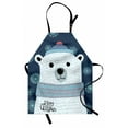 thumbnail image 1 of Polar Bear Apron, Christmas Portrait of a Bear in Winter Snowflakes Noel Cartoon, Unisex Kitchen Bib with Adjustable Neck for Cooking Gardening, Adult Size, Dark Blue Multicolor, by Ambesonne, 1 of 4