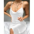 thumbnail image 3 of XXXITICAT Women's Sleeveless Spaghetti Strap Satin Dress Cowl Neck Midi Cocktail Dress(WH,XS), 3 of 4