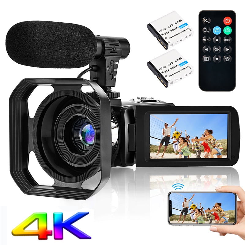 Stabilizer and Remote Control 4K Digital Camera 48MP 18X HD Camcorder WiFi IR Night Vision Video Camera for YouTube 3.0inch HD Touch Screen Vlogging Camera with External Microphone