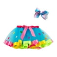 thumbnail image 2 of KkSLirnhs 4-6 Years Girls' Cute Bubble Mini Skirt with Fluffy Tulle Layers for Summer Lightweight Rainbow Sequin Sparkling Tutu Dancing Mesh Skirt Blue, 2 of 6