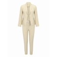 thumbnail image 3 of Two Piece Sets for Women Dressy Suits Long Sleeve Blazer Sets Tapered Suits Business Professional Outfits Apricot S, 3 of 7