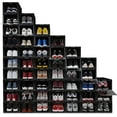 thumbnail image 1 of OLLIE Drop Front Hard Plastic Shoe Storage - Fits Up to Size 11 Mens - Shoe Organizer for Closet, Plastic Drawer Storage, Organization and Storage, Shoe Box, Stackable Storage Bins (Pack Of 48, Black), 1 of 6