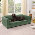 thumbnail image 2 of YIYADO Oversized Elevated Dog Sofa Bed with Backrest & Armrest, Modern Linen Pet Couch for Large Dogs, Olive Green, 2 of 6