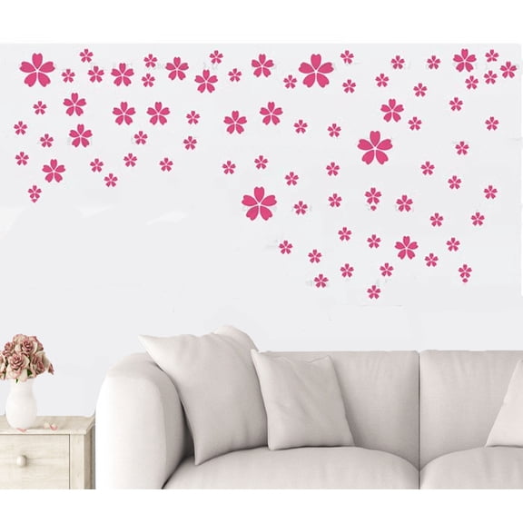 Romantic House Full of Cherry Blossoms Wall Decal DIY PVC Transparent Film for Kindergarten Living Room Children's Room TV Sofa Background Wall Art Decors Window Dressing Living Room