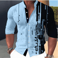 thumbnail image 3 of Camisa para hombre 2024 con estampado geométrico, cuello alto, color blanco, para exteriores, calle, manga larga, ropa de moda urbana, diseñador, 3 of 5
