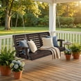 thumbnail image 4 of Fortune Candy 3-Seater Wooden Porch Swing with Cup Holders, Heavy Duty 880 lbs, Deep Brown-5ft, 4 of 8