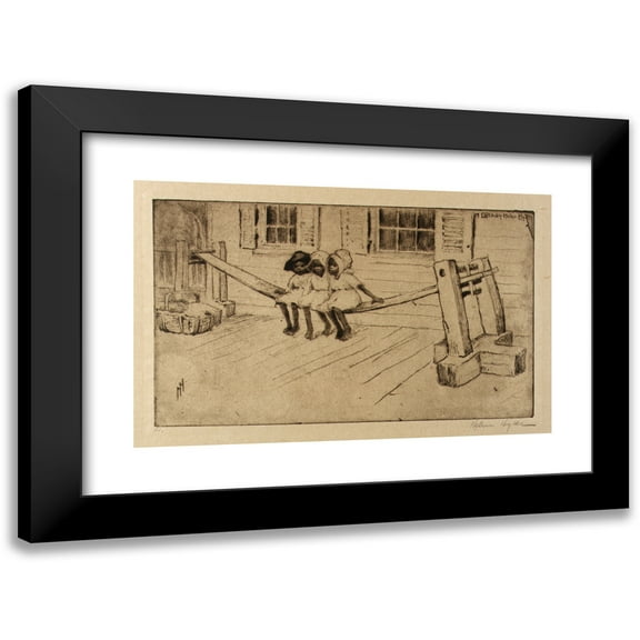 Helen Hyde 14x11 Black Modern Framed Museum Art Print Titled - The Joggling Board (1918)
