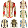 thumbnail image 6 of Mens Printed Long Sleeve Muscle Fitness Collar Button Down Shirt Party Dress Up, 6 of 7