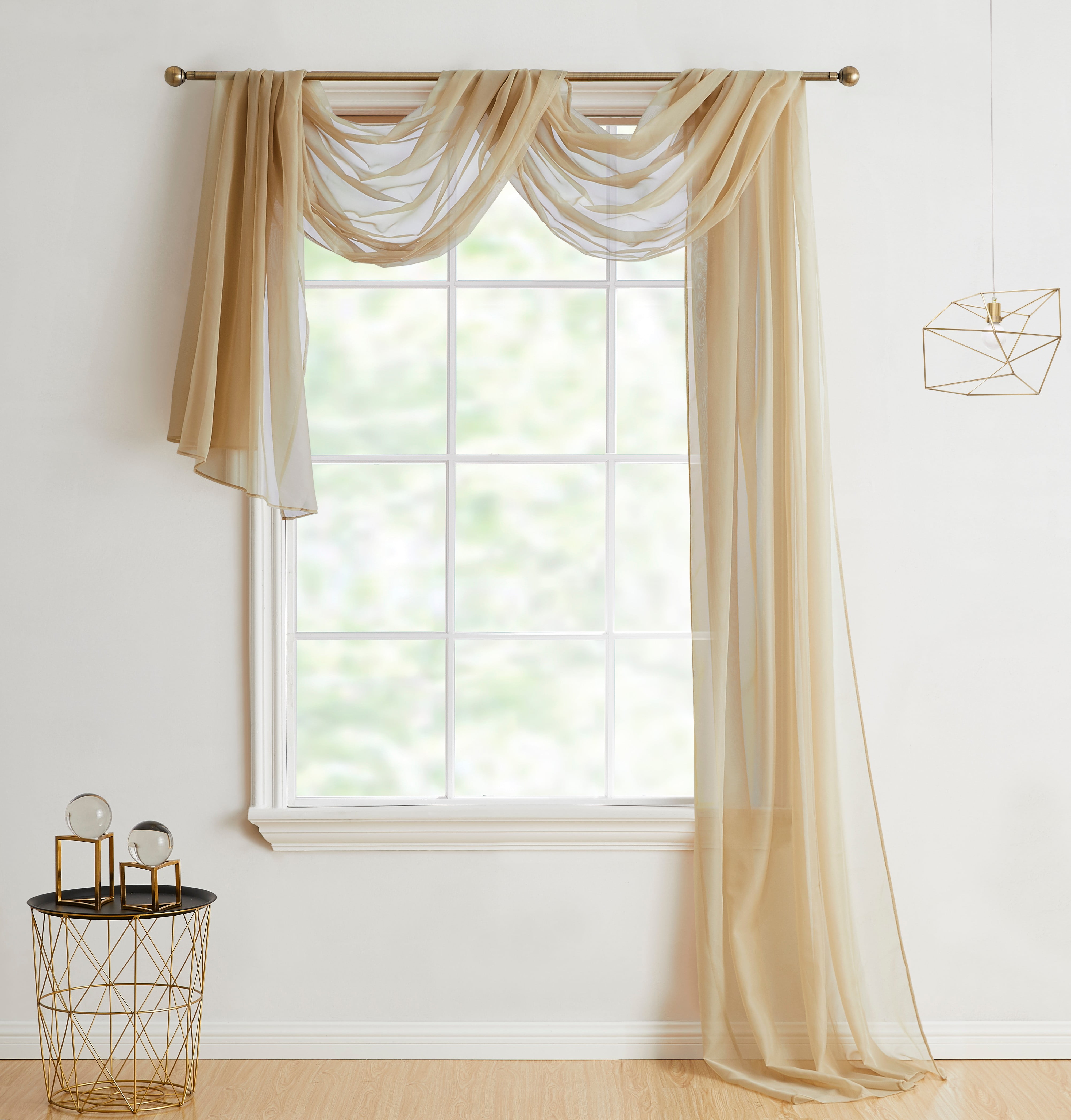 HLC.ME Sheer Voile Window Curtain Scarf Valance Fully Stitched