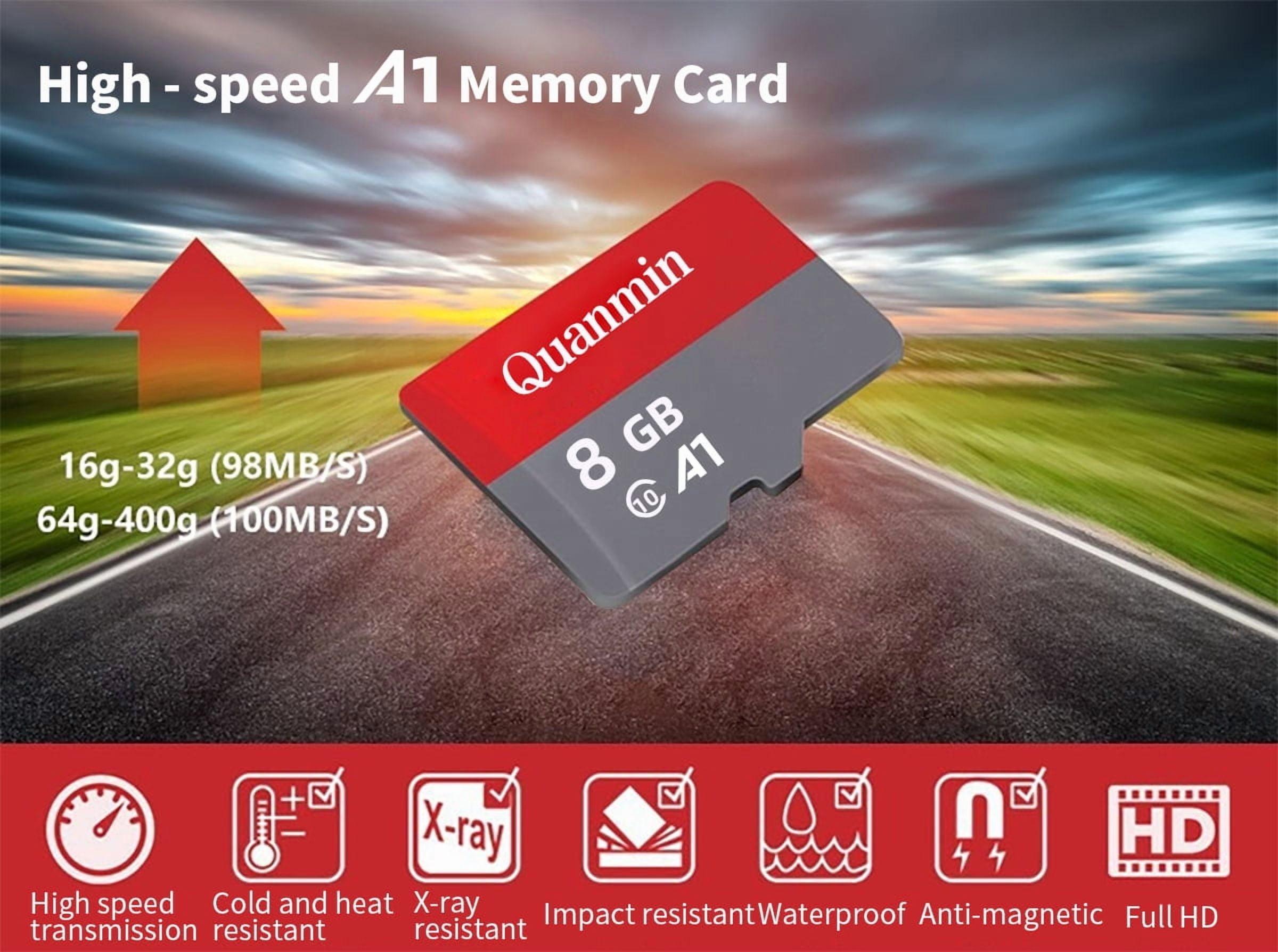 Quanmin Ultra 8GB Memory Card,SD Card 6 Pack, Micro SD/TF Flash C10 A1 Memory TF Card for Camera/Tablet/Mobile Phone/Game/Car Audio/Console (6 Cards + 2 Adapter)