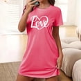 thumbnail image 1 of Sakmal Chemise de Nuit Rose pour Femmes Douce Extensible Ample Manches Courtes Courte Imprimé Cœur Col Rond Chemises de Nuit P-2TG, 1 of 5