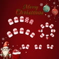 thumbnail image 6 of FSTDelivery Christmas Red Press on Nails,Short Square Fake Nails White Stripe Gradient Acrylic Glitter Glue on Nails,Reusable Winter Xmas False Nails for Women Girls Holiday Manicure Daily Wear 24pcs, 6 of 8