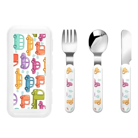 

Daiia Doodle Cars for Stainless Steel Kids Silverware Set - Children’s Utensil Set - Children s Knife Fork And Spoon Set - Metal Kids Cutlery Set
