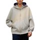 thumbnail image 3 of MHFRRA Sudadera con Capucha para Hombre: Chaqueta de Otoño, Cárdigan Informal de Gran Tamaño con Capucha y Cremallera Gris claro, 3 of 8