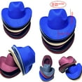 thumbnail image 7 of Hat Cowboy Classic Woolen Adjustable Rope Fabric Breathable Soft Comfortable Shade Metal Ferora Color Dress Cap Winter Royalblue, 7 of 7