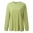 thumbnail image 4 of BKQCNKM Blouses for Women Dressy Casual Womens Blouses for Women Long Sleeve Shirts for Women Long Sleeve Crewneck Solid Color Shirts for Women, Green XXL, 4 of 4