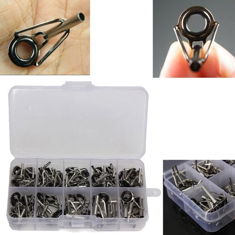 80Pcs Fishing Rod Guide Guides Tip Set Repair Kit with Fish Box BEST 