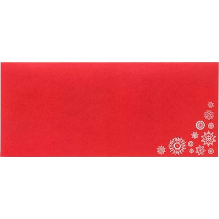 UPC: 0646223068801 | LUX #10 Square Flap Envelopes 4-1/8  x 9-1/2  50/Pack Snowflakes on Ruby Red (LUX486018HH50)