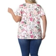 thumbnail image 4 of DARING DIVA Women's Plus Ruffle Boho Floral T Shirt 4X White Pink Floral, 4 of 6