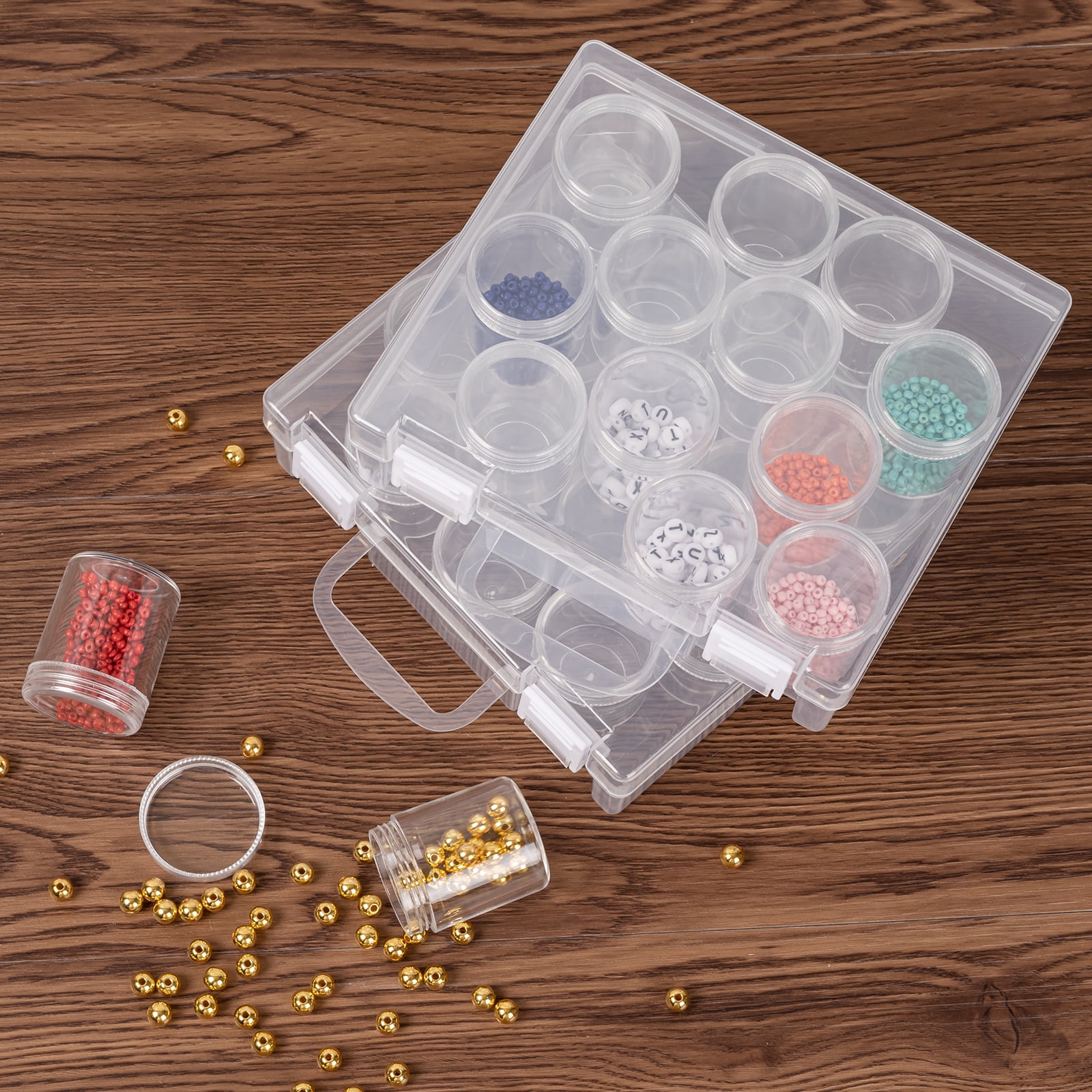 Bead Organizer, Diamond Painting Storage Containers, 14 Grids Clear Bead Organization Diamond Painting Accessories Small Storage Containerfor Craft, Jewelry and Earrings (2 Pack)