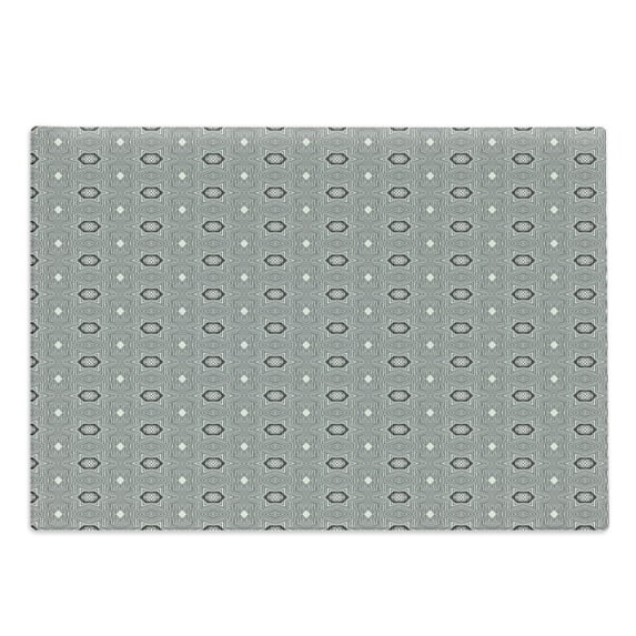 Geometrical Cutting Board, Themed Hatched Motifs with Stripes and Floral Items, Decorative Tempered Glass Cutting and Serving Board, in 3 Sizes, by Ambesonne