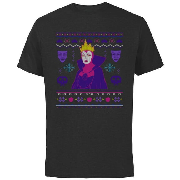 Disney Villains Snow White Evil Queen Christmas Sweater - Short Sleeve Cotton T-Shirt for Adults - Customized-Black