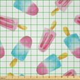 thumbnail image 2 of Ambesonne Ice Cream Fabric by the Yard Microfiber, Watercolor Popsicles, 3 Yards, Earth Yellow Pale Blue, 2 of 2