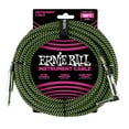 thumbnail image 1 of Ernie Ball Braided Instrument Cable - Black/Green, Straight/Right Angle, 18', 1 of 2